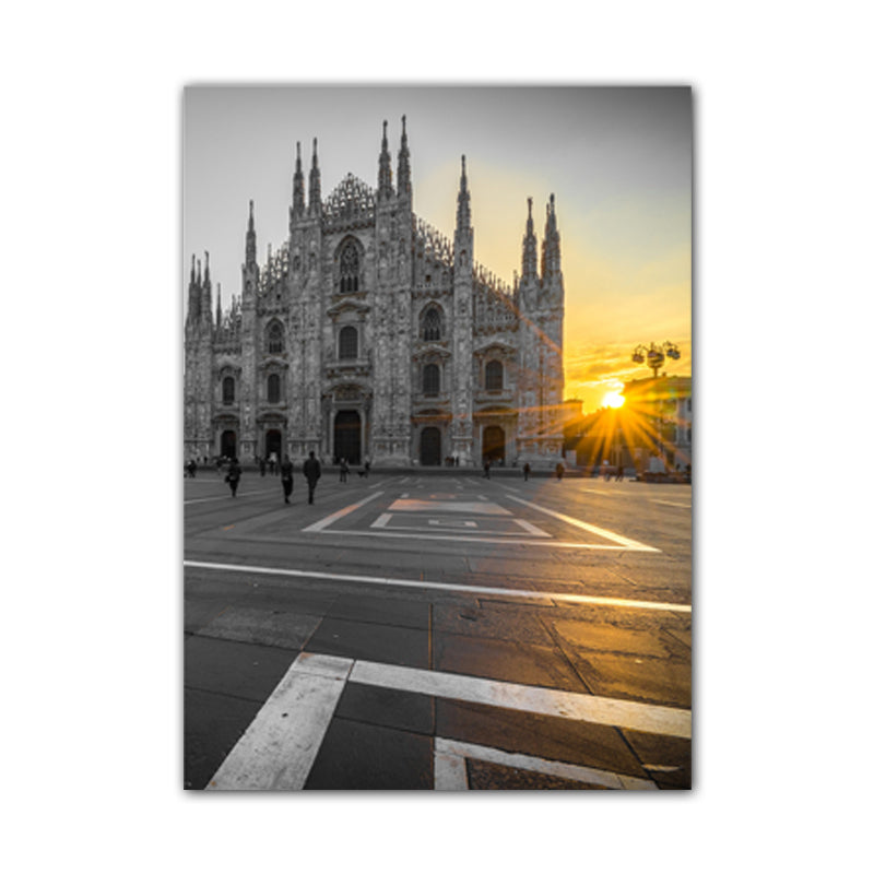 Architecture Sunset View Art Print Global Inspired Enchanting Landmark Canvas in Pastel Color Clearhalo 'Arts' 'Canvas Art' 1653553