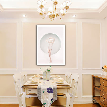 Minimalistic Orthographic Girl Canvas Pink and White Bedroom Wall Art Decor, Textured Pink Clearhalo 'Art Gallery' 'Canvas Art' 'Contemporary Art Gallery' 'Modern' Arts' 1653557