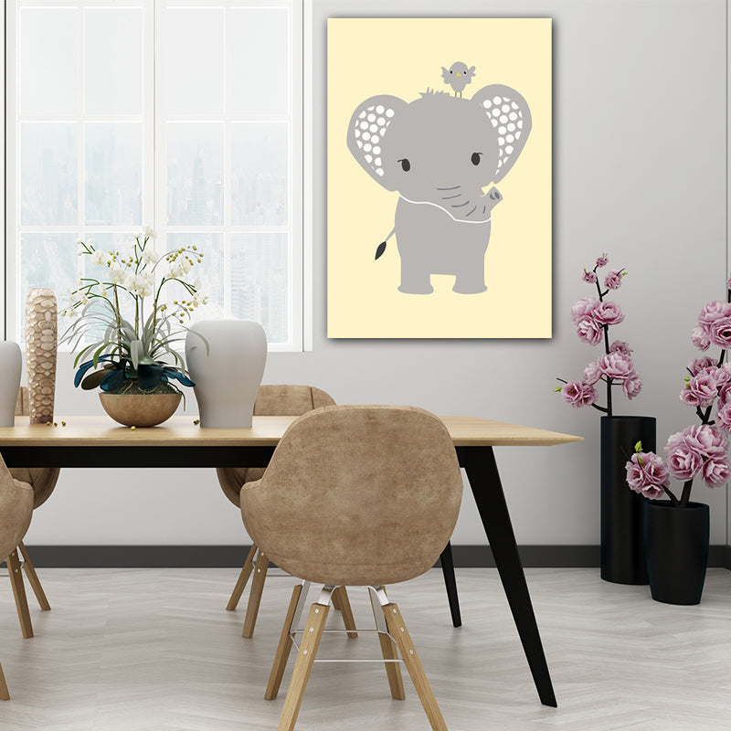 Cartoon Animal Wall Art Light Color Wrapped Canvas for Children Room, Multiple Size Options Clearhalo 'Art Gallery' 'Canvas Art' 'Kids' Arts' 1653565