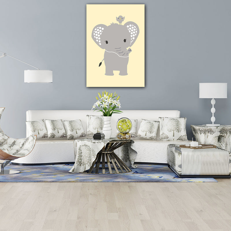Cartoon Animal Wall Art Light Color Wrapped Canvas for Children Room, Multiple Size Options Clearhalo 'Art Gallery' 'Canvas Art' 'Kids' Arts' 1653566