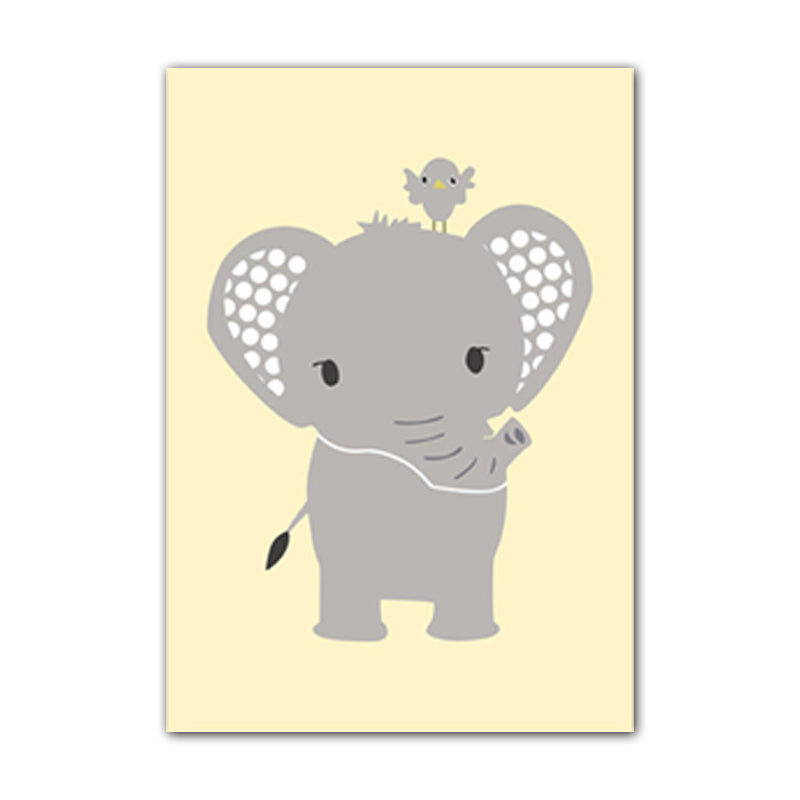 Cartoon Animal Wall Art Light Color Wrapped Canvas for Children Room, Multiple Size Options Clearhalo 'Art Gallery' 'Canvas Art' 'Kids' Arts' 1653567