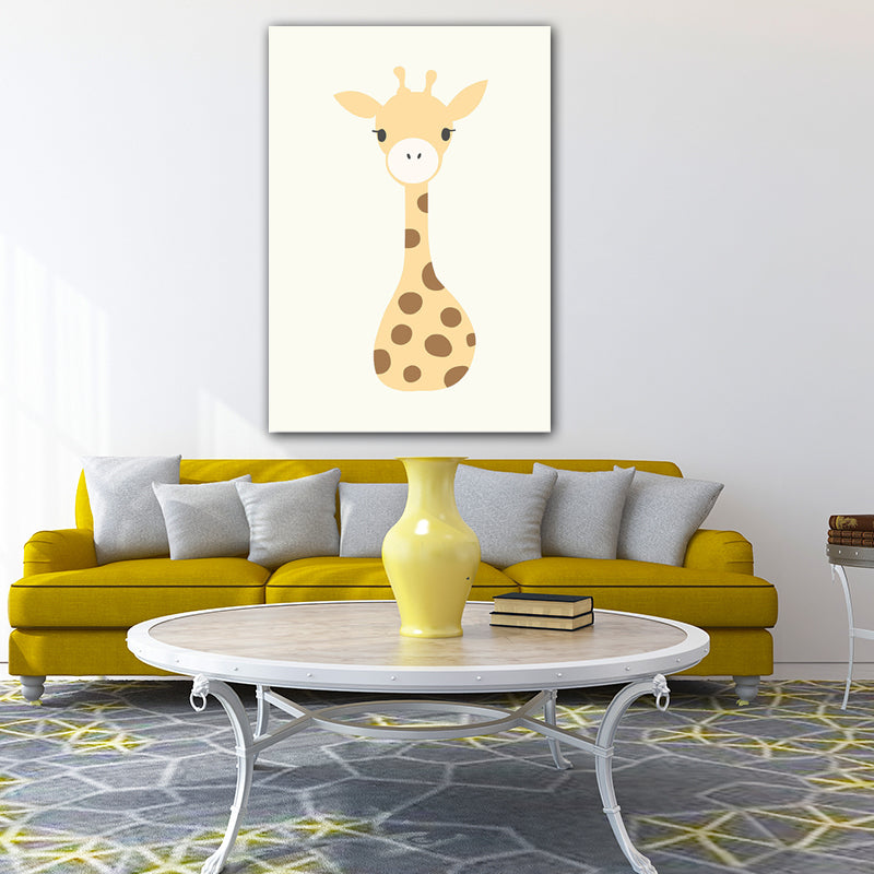 Cartoon Animal Wall Art Light Color Wrapped Canvas for Children Room, Multiple Size Options White Clearhalo 'Art Gallery' 'Canvas Art' 'Kids' Arts' 1653571