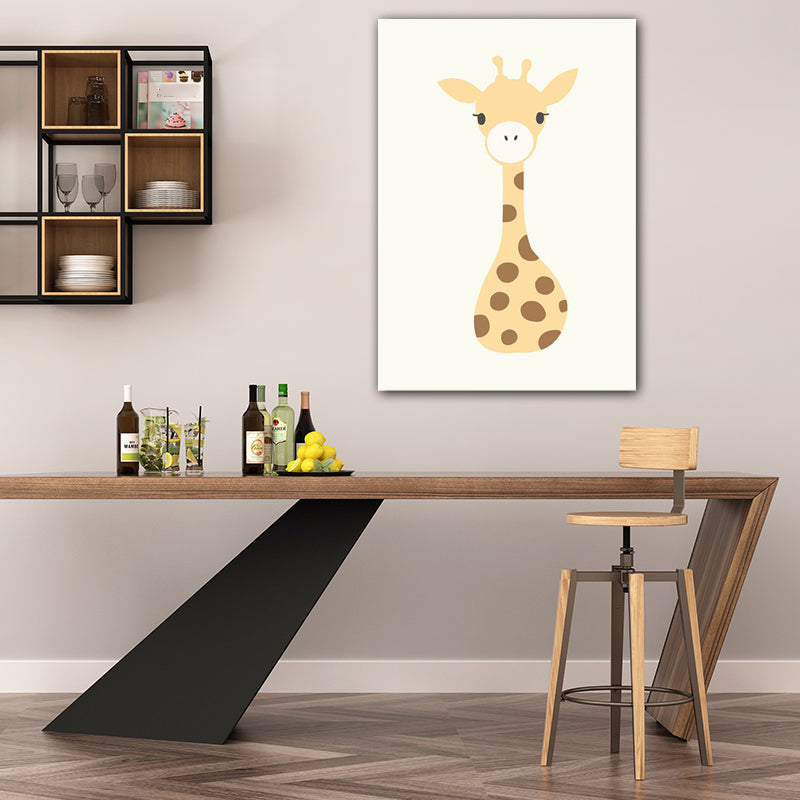 Cartoon Animal Wall Art Light Color Wrapped Canvas for Children Room, Multiple Size Options Clearhalo 'Art Gallery' 'Canvas Art' 'Kids' Arts' 1653572