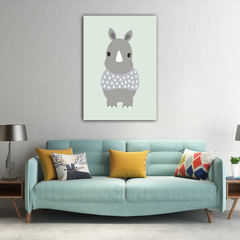 Cartoon Animal Wall Art Light Color Wrapped Canvas for Children Room, Multiple Size Options Clearhalo 'Art Gallery' 'Canvas Art' 'Kids' Arts' 1653579