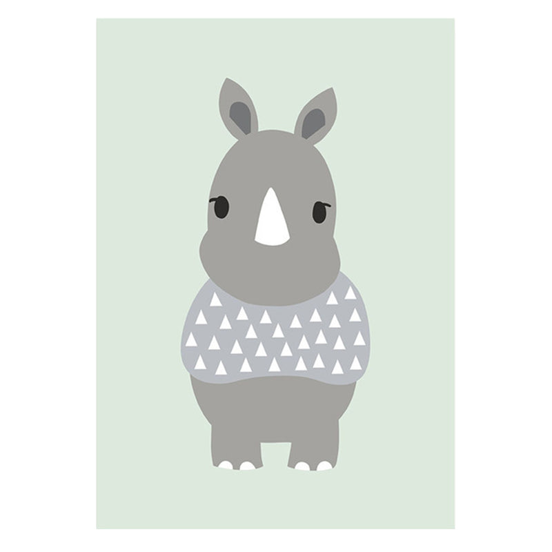 Cartoon Animal Wall Art Light Color Wrapped Canvas for Children Room, Multiple Size Options Clearhalo 'Art Gallery' 'Canvas Art' 'Kids' Arts' 1653581