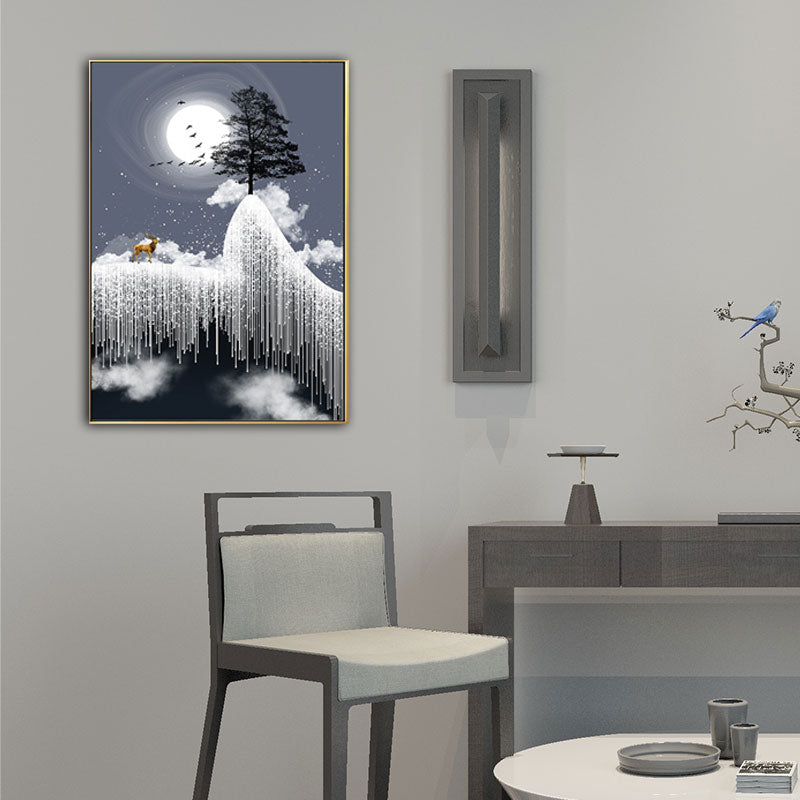 Glam Canvas White Tree at the Rime Cliff with Full Moon Scenery Wall Art for Room Clearhalo 'Arts' 'Canvas Art' 1653643