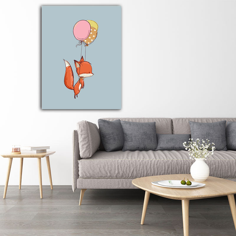 Kids Animal and Balloon Paintings Canvas Decorative Light Color Wall Art for Baby Room Orange Clearhalo 'Art Gallery' 'Canvas Art' 'Kids' Arts' 1653683