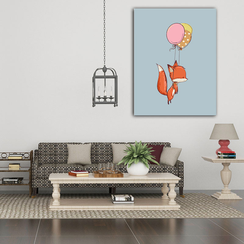 Kids Animal and Balloon Paintings Canvas Decorative Light Color Wall Art for Baby Room Clearhalo 'Art Gallery' 'Canvas Art' 'Kids' Arts' 1653685