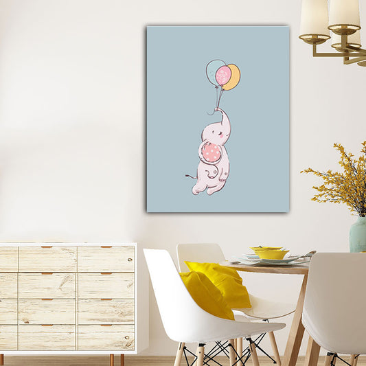 Kids Animal and Balloon Paintings Canvas Decorative Light Color Wall Art for Baby Room Clearhalo 'Art Gallery' 'Canvas Art' 'Kids' Arts' 1653695