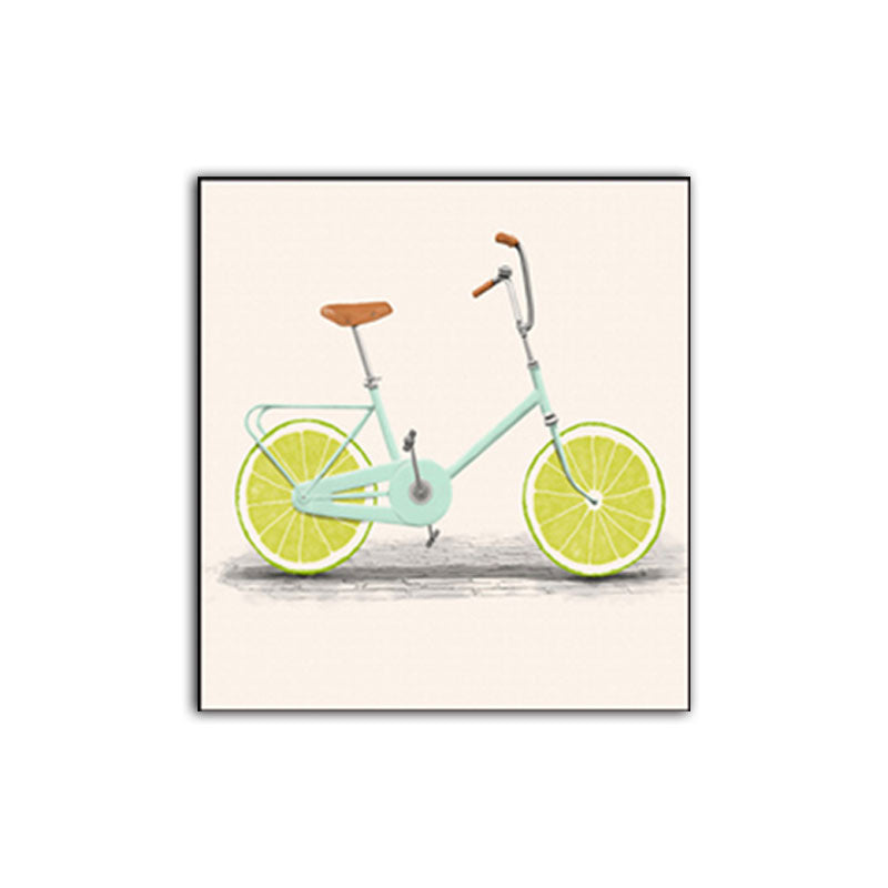 Pastel Color Childrens Art Canvas Lemon Bicycle Wall Decor for Dining Room, Textured Clearhalo 'Art Gallery' 'Canvas Art' 'Kids' Arts' 1653701