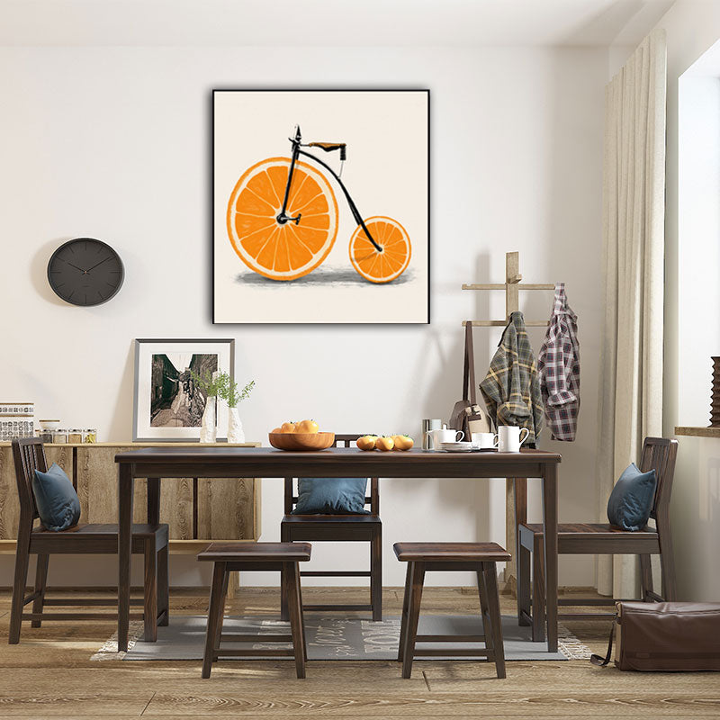 Pastel Color Childrens Art Canvas Lemon Bicycle Wall Decor for Dining Room, Textured Clearhalo 'Art Gallery' 'Canvas Art' 'Kids' Arts' 1653706