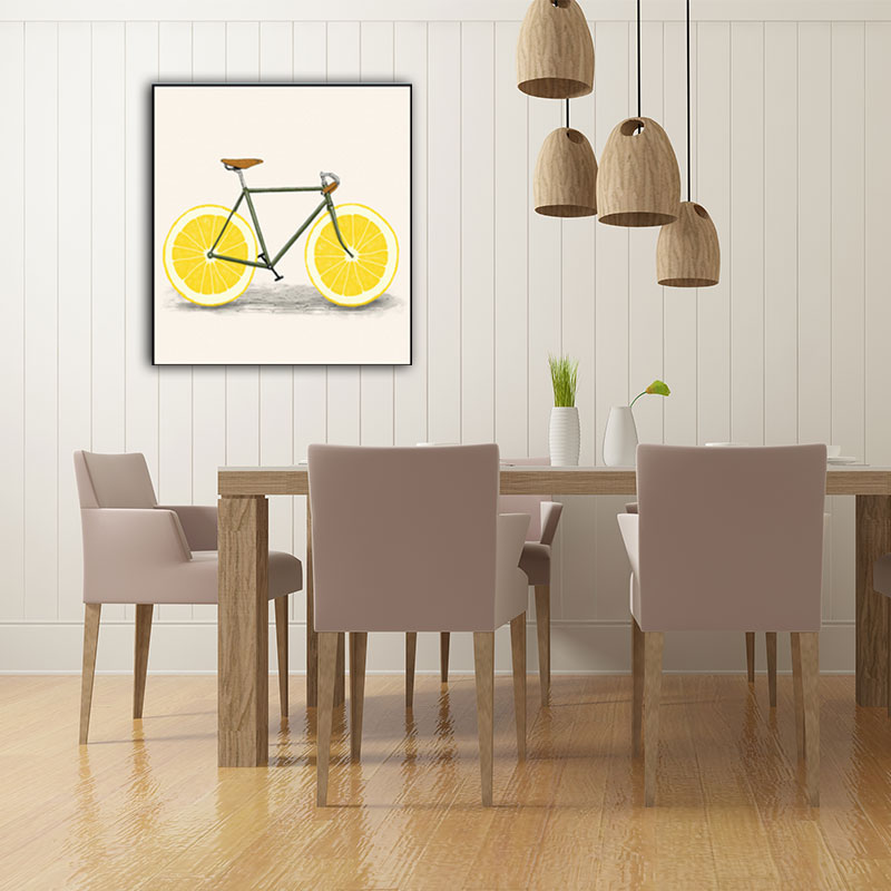 Pastel Color Childrens Art Canvas Lemon Bicycle Wall Decor for Dining Room, Textured Clearhalo 'Art Gallery' 'Canvas Art' 'Kids' Arts' 1653710