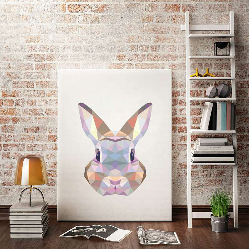 Brown Rabbit Head Wall Decor for Decoration Modernism Playroom Wrapped Canvas (Multiple Sizes) Clearhalo 'Art Gallery' 'Canvas Art' 'Kids' Arts' 1653729