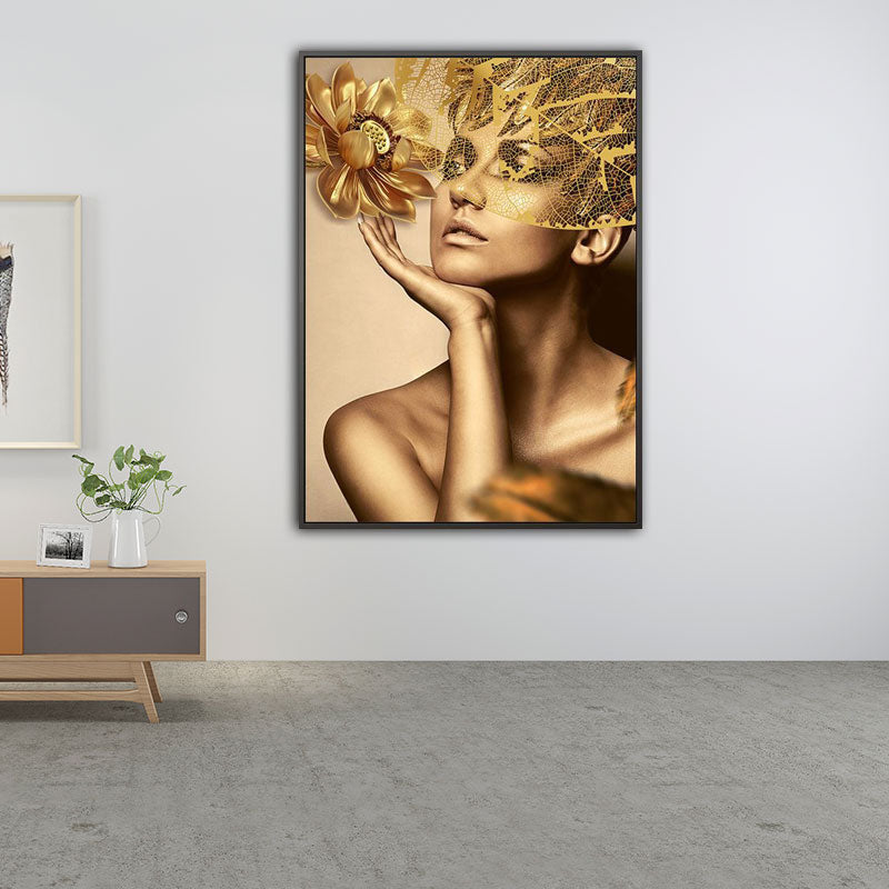 Stylish Modern Lady Wall Decor for Girls Bedroom Figure Print Canvas Art in Soft Color Clearhalo 'Arts' 'Canvas Art' 1653766