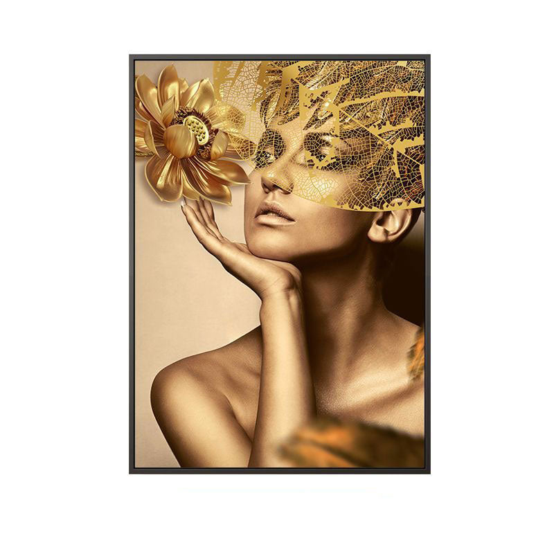 Stylish Modern Lady Wall Decor for Girls Bedroom Figure Print Canvas Art in Soft Color Clearhalo 'Arts' 'Canvas Art' 1653767