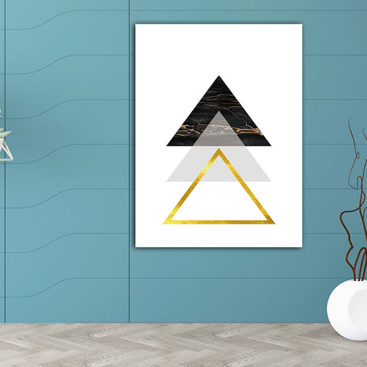 Geometry Triangle Pattern Wall Decor Modern Style Canvas Textured Painting in Yellow Yellow Design 2 Clearhalo 'Art Gallery' 'Canvas Art' 'Contemporary Art Gallery' 'Modern' Arts' 1653789