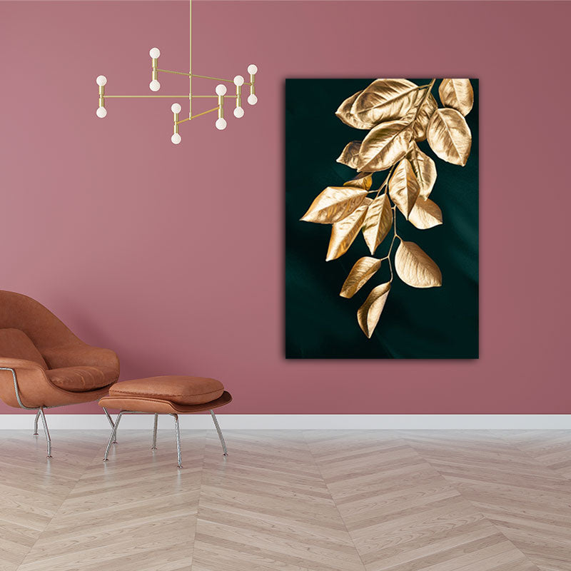 Gold Leaves Canvas Botanical Modern Style Textured Wall Art Decor for Guest Room Gold Design 1 Clearhalo 'Art Gallery' 'Canvas Art' 'Contemporary Art Gallery' 'Modern' Arts' 1653837