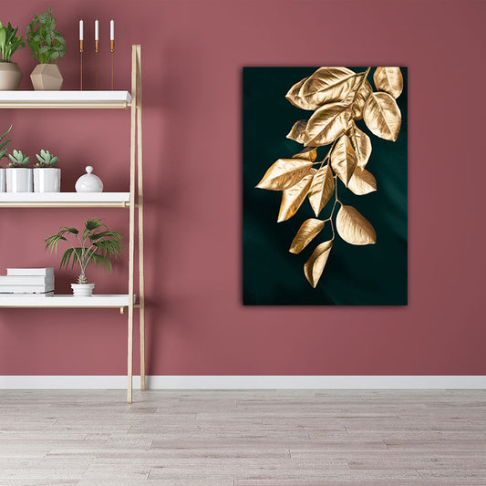 Gold Leaves Canvas Botanical Modern Style Textured Wall Art Decor for Guest Room Clearhalo 'Art Gallery' 'Canvas Art' 'Contemporary Art Gallery' 'Modern' Arts' 1653838