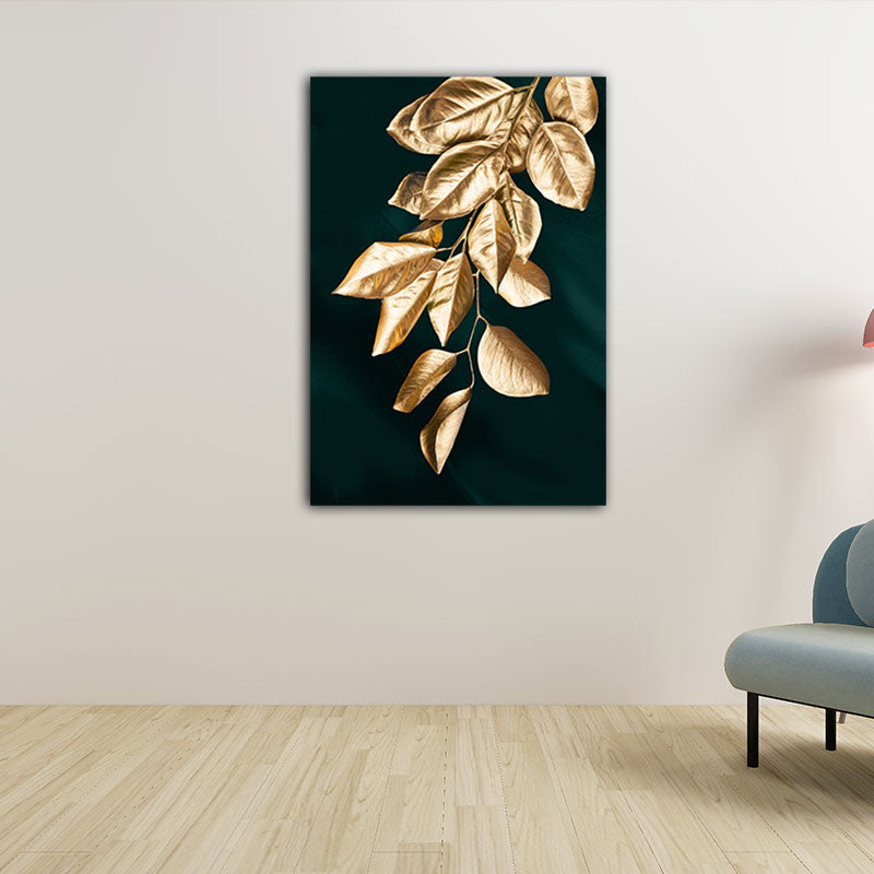 Gold Leaves Canvas Botanical Modern Style Textured Wall Art Decor for Guest Room Clearhalo 'Art Gallery' 'Canvas Art' 'Contemporary Art Gallery' 'Modern' Arts' 1653839