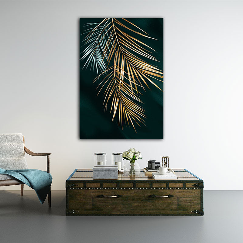 Gold Leaves Canvas Botanical Modern Style Textured Wall Art Decor for Guest Room Gold Design 2 Clearhalo 'Art Gallery' 'Canvas Art' 'Contemporary Art Gallery' 'Modern' Arts' 1653844