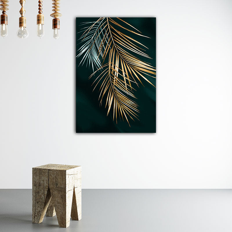 Gold Leaves Canvas Botanical Modern Style Textured Wall Art Decor for Guest Room Clearhalo 'Art Gallery' 'Canvas Art' 'Contemporary Art Gallery' 'Modern' Arts' 1653845
