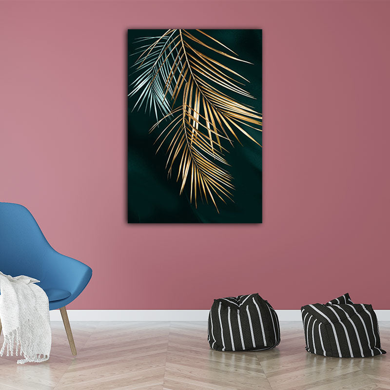 Gold Leaves Canvas Botanical Modern Style Textured Wall Art Decor for Guest Room Clearhalo 'Art Gallery' 'Canvas Art' 'Contemporary Art Gallery' 'Modern' Arts' 1653846