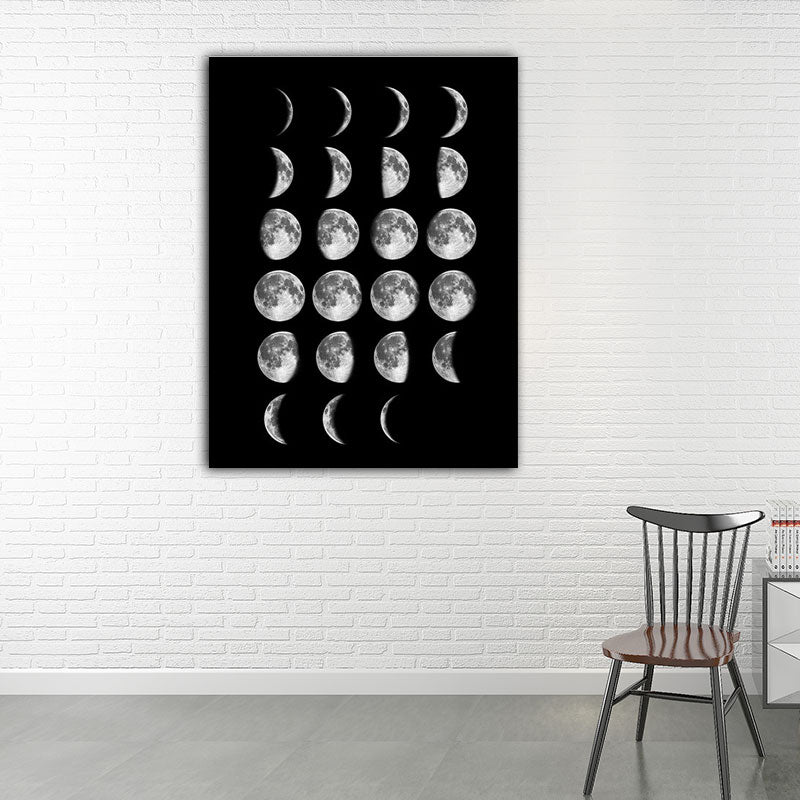 Lunar Eclipse Canvas Art Minimalist Textured Surface Childrens Bedroom Wall Decor Clearhalo 'Art Gallery' 'Canvas Art' 'Contemporary Art Gallery' 'Contemporary Art' 'Minimalism' 'Minimalist Art Gallery' 'Scandinavian' Arts' 1653860