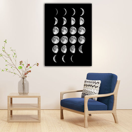 Lunar Eclipse Canvas Art Minimalist Textured Surface Childrens Bedroom Wall Decor Clearhalo 'Art Gallery' 'Canvas Art' 'Contemporary Art Gallery' 'Contemporary Art' 'Minimalism' 'Minimalist Art Gallery' 'Scandinavian' Arts' 1653861
