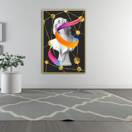 Statuette Wall Art for Home Figure Print Canvas in Dark Color, Textured Surface Clearhalo 'Arts' 'Canvas Art' 1653871