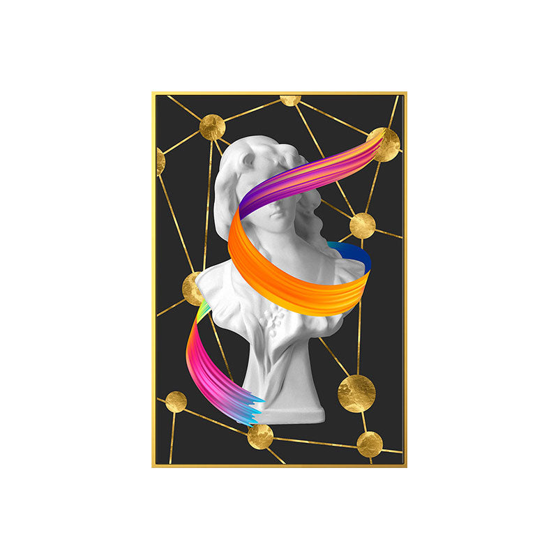 Statuette Wall Art for Home Figure Print Canvas in Dark Color, Textured Surface Clearhalo 'Arts' 'Canvas Art' 1653873