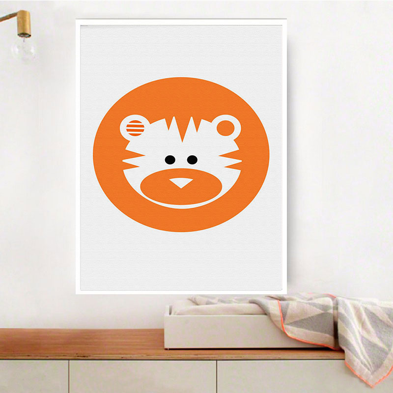 Cartoon Bear Wall Art Decor Orange Decorative Canvas Prints for Playroom, Multiple Size Available Orange Clearhalo 'Art Gallery' 'Canvas Art' 'Kids' Arts' 1653881