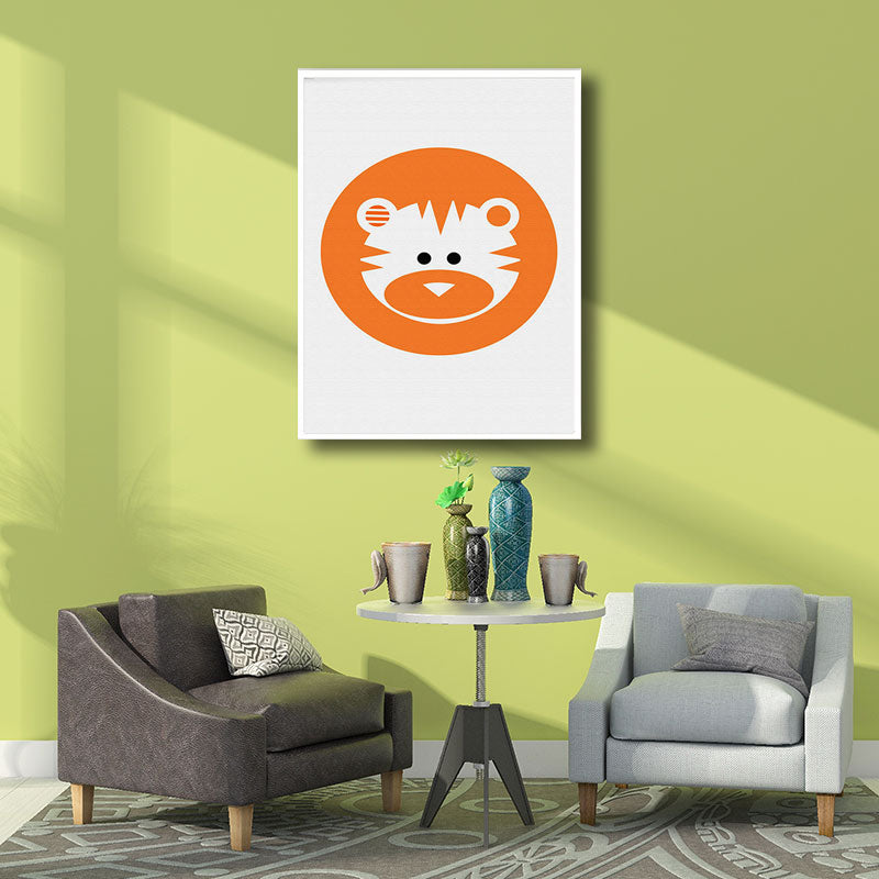 Cartoon Bear Wall Art Decor Orange Decorative Canvas Prints for Playroom, Multiple Size Available Clearhalo 'Art Gallery' 'Canvas Art' 'Kids' Arts' 1653882