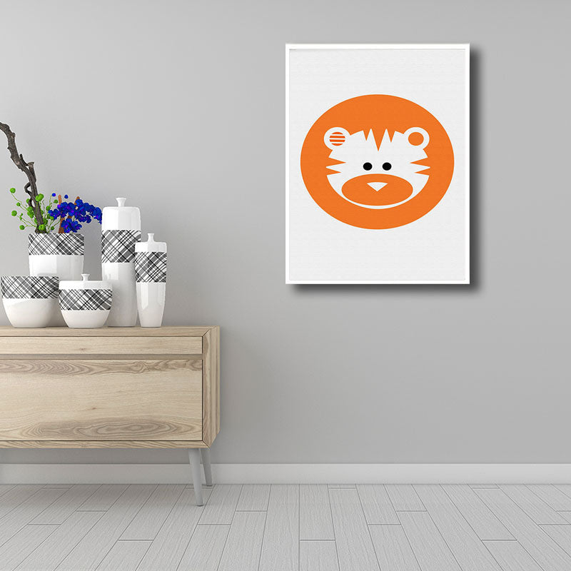 Cartoon Bear Wall Art Decor Orange Decorative Canvas Prints for Playroom, Multiple Size Available Clearhalo 'Art Gallery' 'Canvas Art' 'Kids' Arts' 1653883