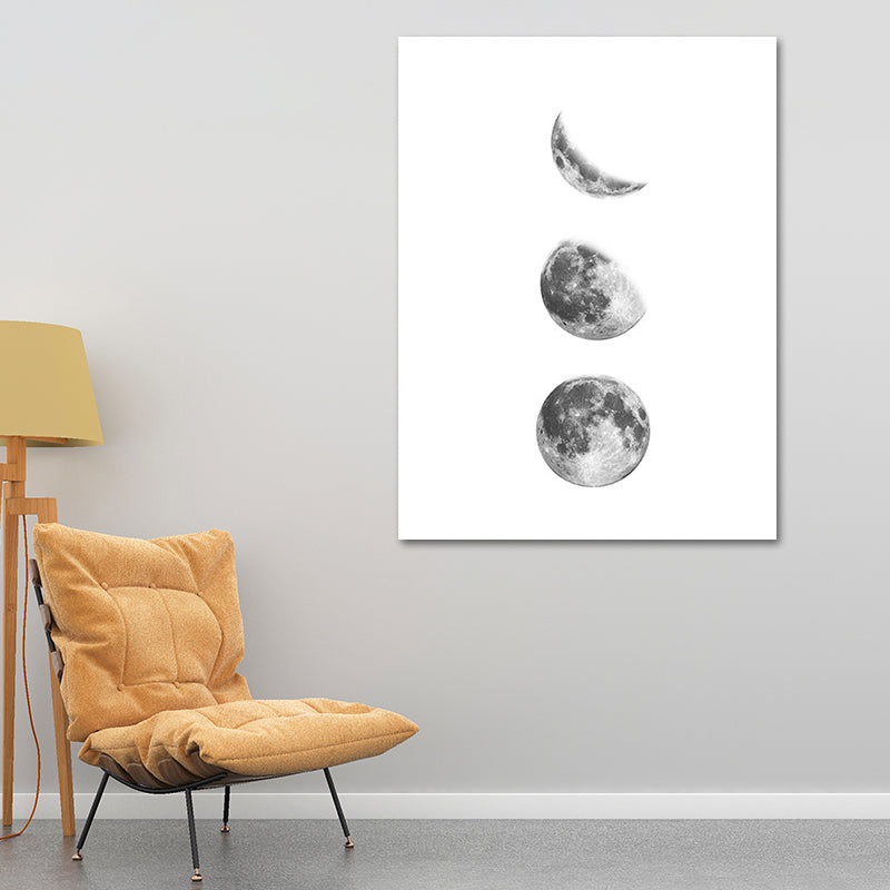 Canvas Textured Art Print Minimalistic Photographic Moon Eclipse Wall Decor for Home White Clearhalo 'Art Gallery' 'Canvas Art' 'Contemporary Art Gallery' 'Contemporary Art' 'Minimalism' 'Minimalist Art Gallery' 'Scandinavian' Arts' 1653888