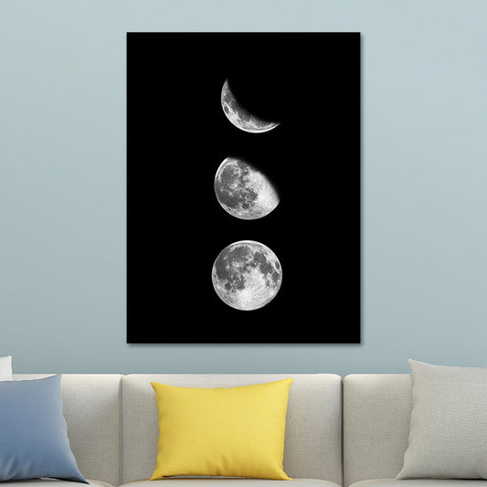 Canvas Textured Art Print Minimalistic Photographic Moon Eclipse Wall Decor for Home Black Clearhalo 'Art Gallery' 'Canvas Art' 'Contemporary Art Gallery' 'Contemporary Art' 'Minimalism' 'Minimalist Art Gallery' 'Scandinavian' Arts' 1653895