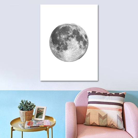 Outer Space Moon Sphere Canvas Textured Minimalism House Interior Wall Art Print Clearhalo 'Art Gallery' 'Canvas Art' 'Contemporary Art Gallery' 'Contemporary Art' 'Minimalism' 'Minimalist Art Gallery' 'Scandinavian' Arts' 1653900