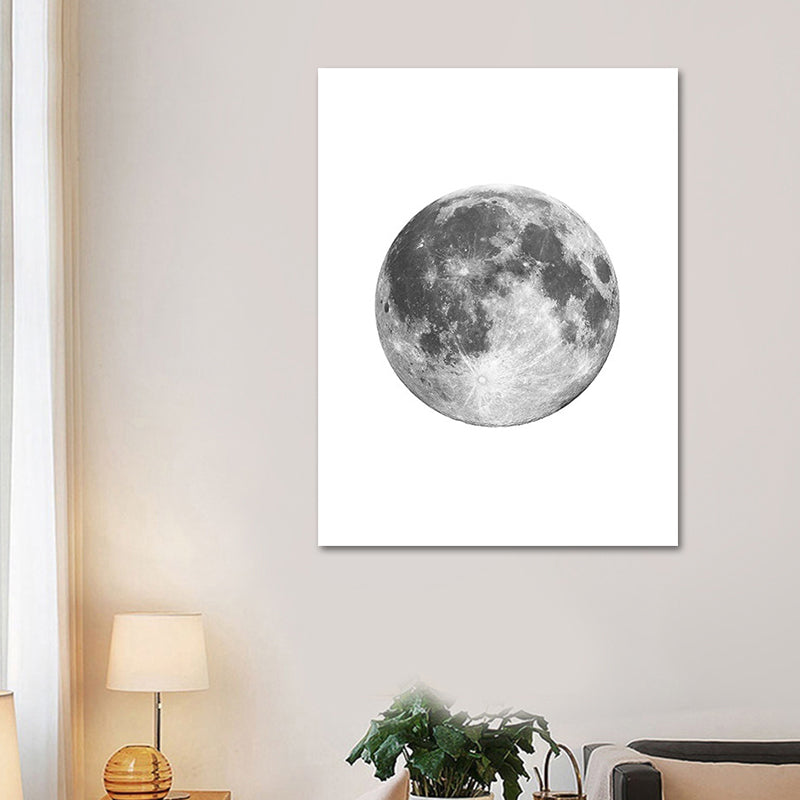 Outer Space Moon Sphere Canvas Textured Minimalism House Interior Wall Art Print Clearhalo 'Art Gallery' 'Canvas Art' 'Contemporary Art Gallery' 'Contemporary Art' 'Minimalism' 'Minimalist Art Gallery' 'Scandinavian' Arts' 1653901