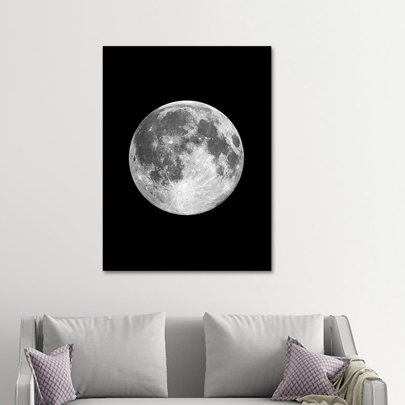 Outer Space Moon Sphere Canvas Textured Minimalism House Interior Wall Art Print Clearhalo 'Art Gallery' 'Canvas Art' 'Contemporary Art Gallery' 'Contemporary Art' 'Minimalism' 'Minimalist Art Gallery' 'Scandinavian' Arts' 1653907