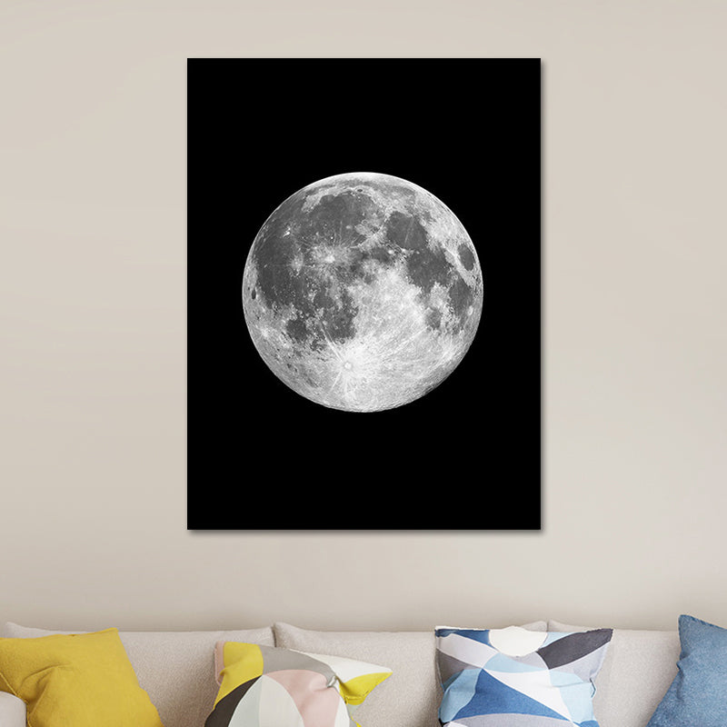 Outer Space Moon Sphere Canvas Textured Minimalism House Interior Wall Art Print Clearhalo 'Art Gallery' 'Canvas Art' 'Contemporary Art Gallery' 'Contemporary Art' 'Minimalism' 'Minimalist Art Gallery' 'Scandinavian' Arts' 1653908