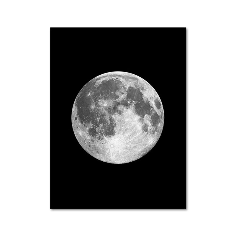 Outer Space Moon Sphere Canvas Textured Minimalism House Interior Wall Art Print Clearhalo 'Art Gallery' 'Canvas Art' 'Contemporary Art Gallery' 'Contemporary Art' 'Minimalism' 'Minimalist Art Gallery' 'Scandinavian' Arts' 1653909