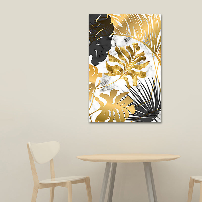 Gold Botanical Leaves Painting Textured Wall Art Decor for Bedroom, Multiple Sizes Clearhalo 'Art Gallery' 'Canvas Art' 'Contemporary Art Gallery' 'Modern' Arts' 1653911