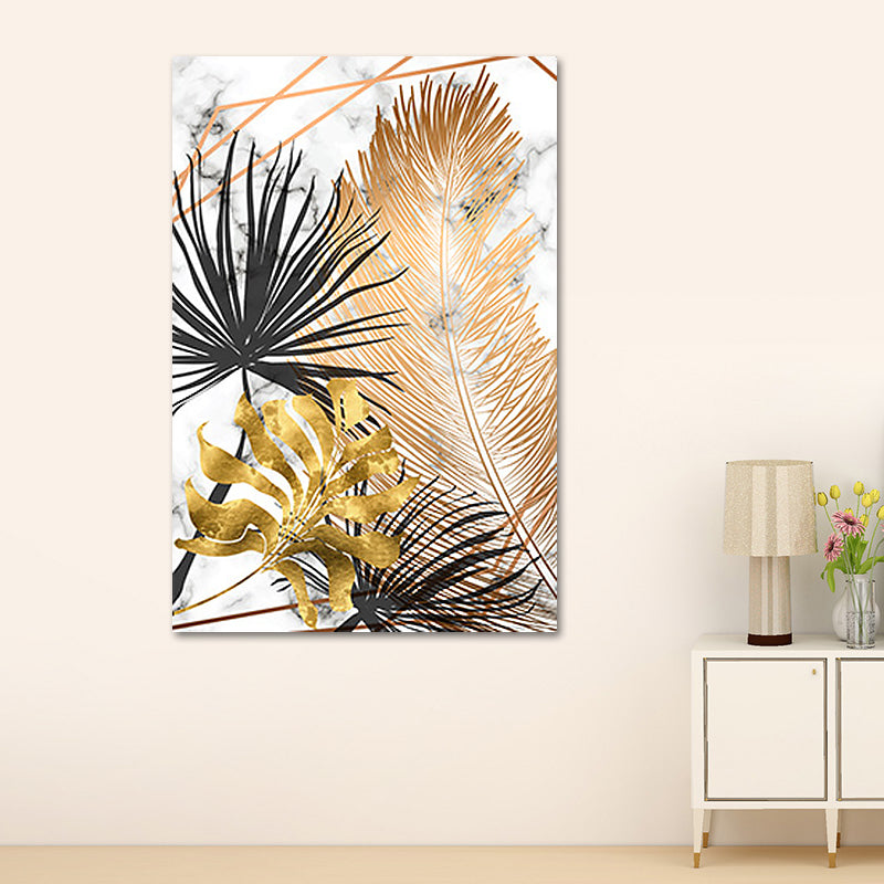 Gold Botanical Leaves Painting Textured Wall Art Decor for Bedroom, Multiple Sizes Gold Design 2 Clearhalo 'Art Gallery' 'Canvas Art' 'Contemporary Art Gallery' 'Modern' Arts' 1653917