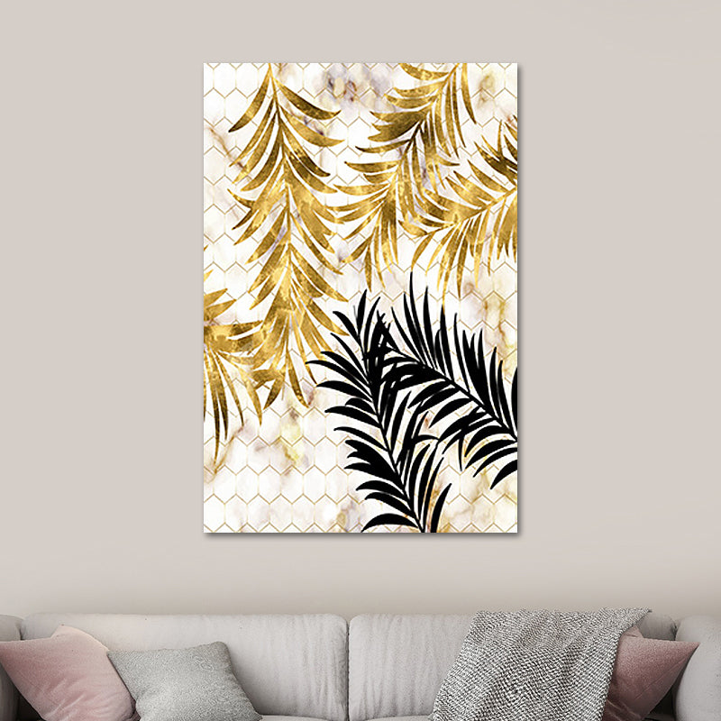 Gold Botanical Leaves Painting Textured Wall Art Decor for Bedroom, Multiple Sizes Gold Design 3 Clearhalo 'Art Gallery' 'Canvas Art' 'Contemporary Art Gallery' 'Modern' Arts' 1653921
