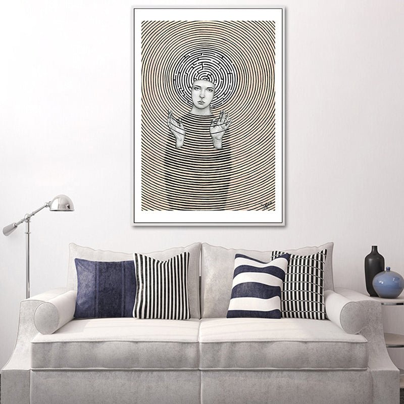 Contemporary Figure Canvas Wall Art Light-Color Textured Wall Decor for Sitting Room Clearhalo 'Art Gallery' 'Canvas Art' 'Contemporary Art Gallery' 'Modern' Arts' 1653933