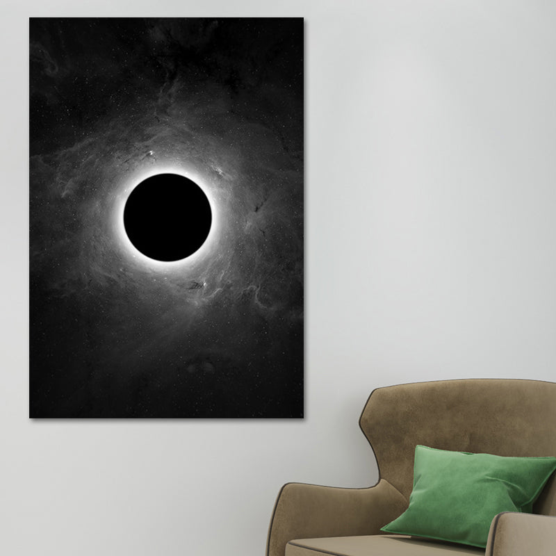 Black Spaceman and Moon Art Print Astronomy Kids Textured Wall Decor for Bedroom Black Design 3 Clearhalo 'Art Gallery' 'Canvas Art' 'Kids' Arts' 1653984
