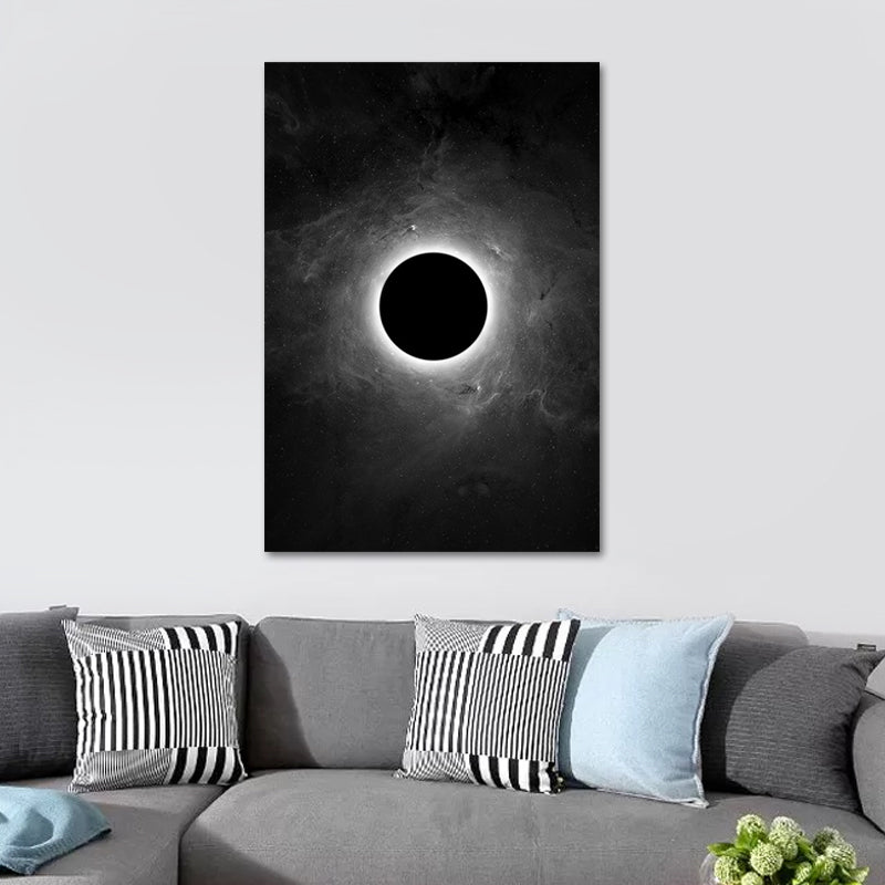 Black Spaceman and Moon Art Print Astronomy Kids Textured Wall Decor for Bedroom Clearhalo 'Art Gallery' 'Canvas Art' 'Kids' Arts' 1653985