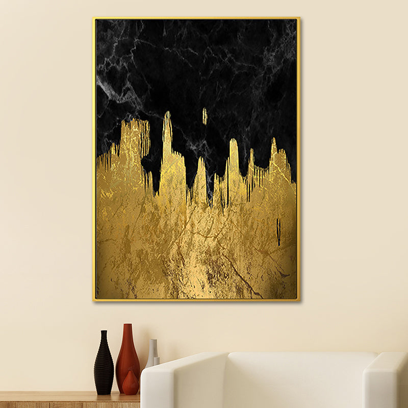 Abstract Canvas Art Glam Enchanting Marble and Foil Effect Wall Decor in Bright Color - Black-White - Clearhalo - 'Arts' - 'Canvas Art' - 1653995