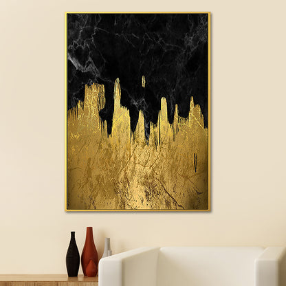 Abstract Canvas Art Glam Enchanting Marble and Foil Effect Wall Decor in Bright Color Black-White Clearhalo 'Arts' 'Canvas Art' 1653995