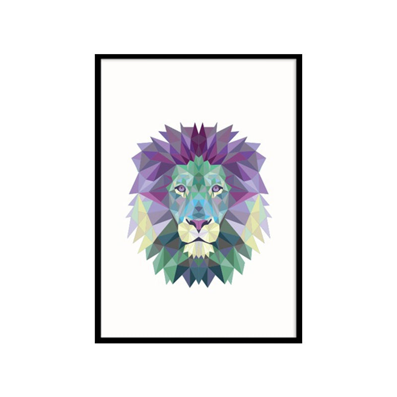 Modernist Lion Head Canvas Wall Art Purple Animal Paintings, Multiple Size Options Clearhalo 'Art Gallery' 'Canvas Art' 'Kids' Arts' 1654002