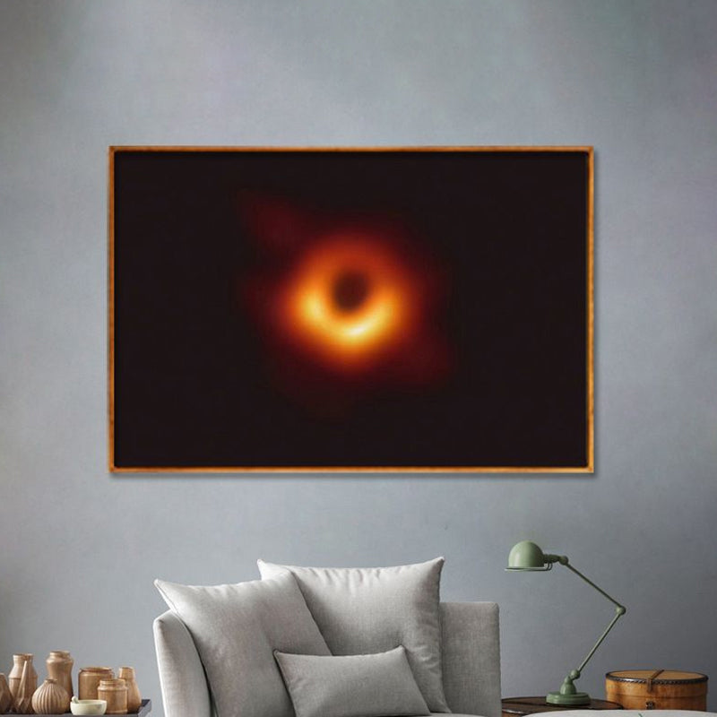 Universe Black Hole Wall Decor Childrens Art Textured Living Room Canvas Print in Yellow Clearhalo 'Art Gallery' 'Canvas Art' 'Kids' Arts' 1654007